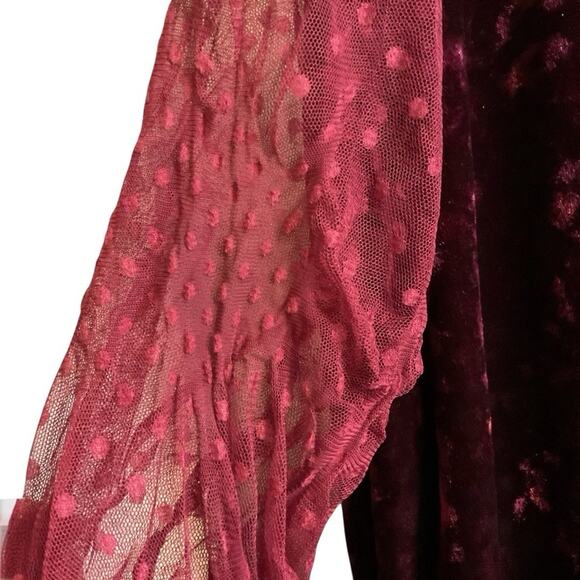 Cranberry Crushed Velvet Plus Size 3x Gown Dress Formal Holiday Wedding - Picture 11 of 16